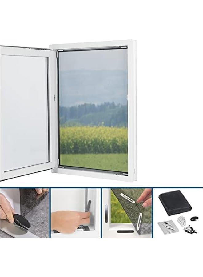 Hoberg Window flyscreen with Innovative Magnetic Fastening | Can be Individually Cut to Size up to 150x130 cm, no Drilling or screwing |16 Magnetic Clips - Image 4