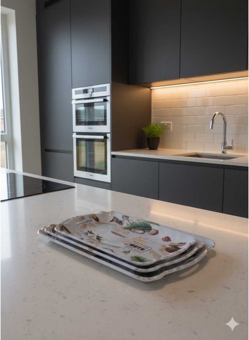 الندى 3 صواني ميلامين تقديم مربعة - Image 1