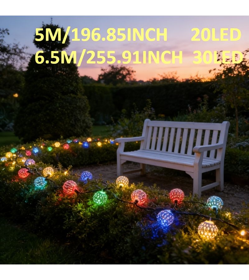 Solar Powered Moroccan Iron Rope Lights Golden Small Ball Color Light 196.84 Inch For Garden Courtyard Party Outdoor Night Decoration - Image 3