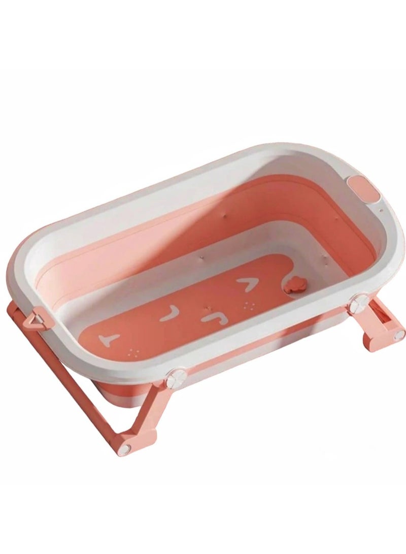 Foldable Baby Bathtub with Bath Mat Pad, Portable Baby Bathtub with Drain Hole Bathtub with Non-Slip Support - Image 1
