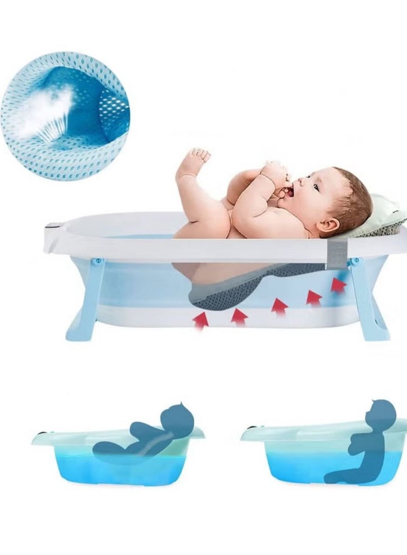 Foldable Baby Bathtub with Bath Mat Pad, Portable Baby Bathtub with Drain Hole Bathtub with Non-Slip Support - Image 2