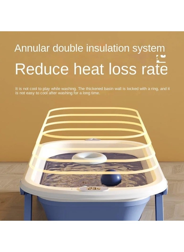 Foldable Baby Bathtub with Bath Mat Pad, Portable Baby Bathtub with Drain Hole Bathtub with Non-Slip Support - Image 4