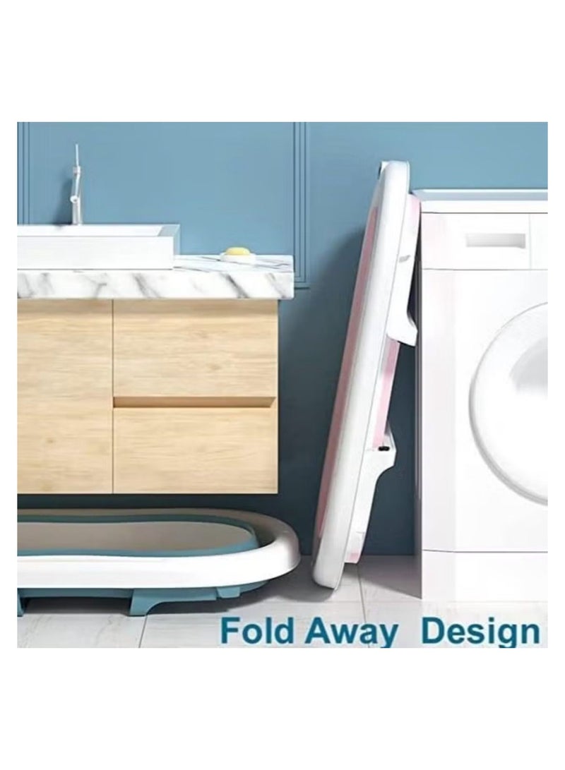 Foldable Baby Bathtub with Bath Mat Pad, Portable Baby Bathtub with Drain Hole Bathtub with Non-Slip Support - Image 3