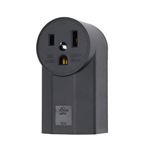 Micmi NEMA 6-50R Receptacle 2-Pole 3-Wire Surface Mount Power Receptacle 250V 50A UL Listed, Black (NEMA 6-50R) - Image 1