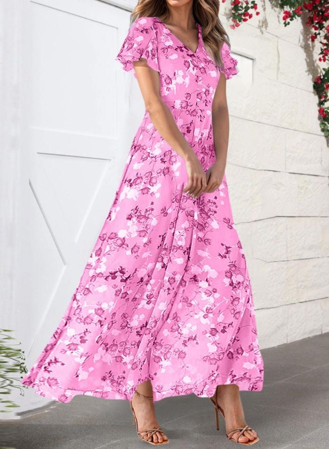 Tepveisoy Women's Dresses V-Neck Long Skirt Flowy Beach Resort Casual Dresses  - Image 2