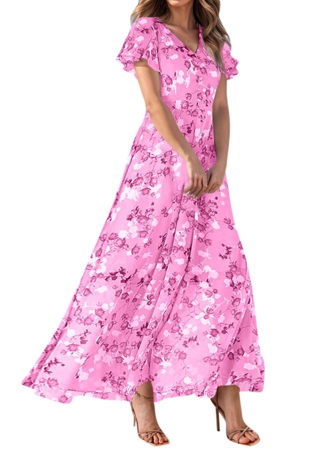 Tepveisoy Women's Dresses V-Neck Long Skirt Flowy Beach Resort Casual Dresses  - Image 1