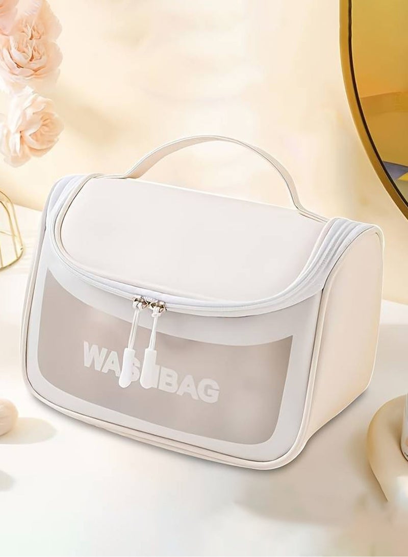 Generic [White] Handheld toiletry bag, travel toiletries storage case, with hook waterproof shaving bag, suitable for toiletries accessories, toiletries bathroom, men's and women's shaving and makeup  - Image 3
