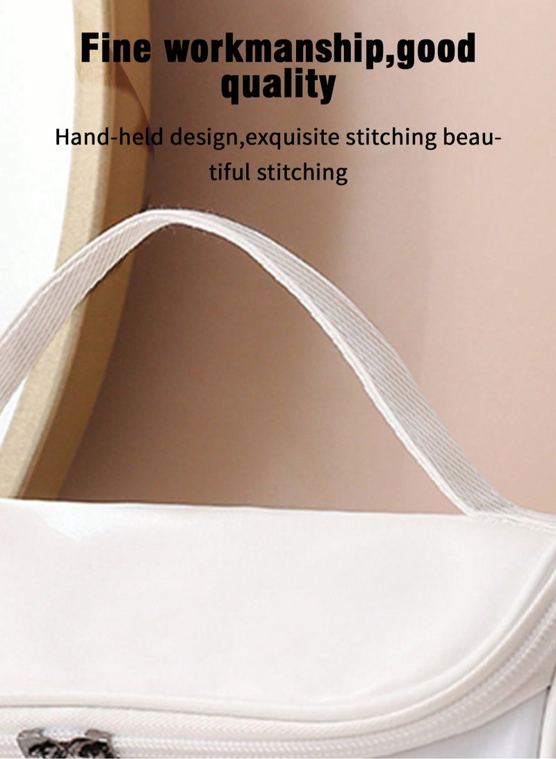 Generic [White] Handheld toiletry bag, travel toiletries storage case, with hook waterproof shaving bag, suitable for toiletries accessories, toiletries bathroom, men's and women's shaving and makeup  - Image 4