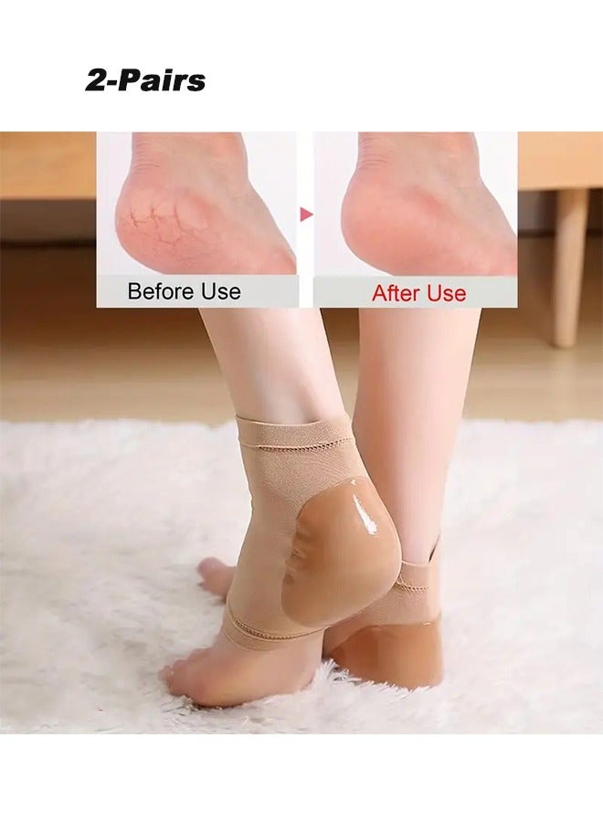 Generic 2 Pairs Heel Moisturizing Socks, Softens and Prevents Cracked Heels, Exfoliating Heel Protectors (Skin Colour) - Image 1