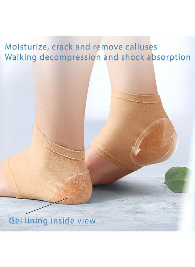 Generic 2 Pairs Heel Moisturizing Socks, Softens and Prevents Cracked Heels, Exfoliating Heel Protectors (Skin Colour) - Image 3