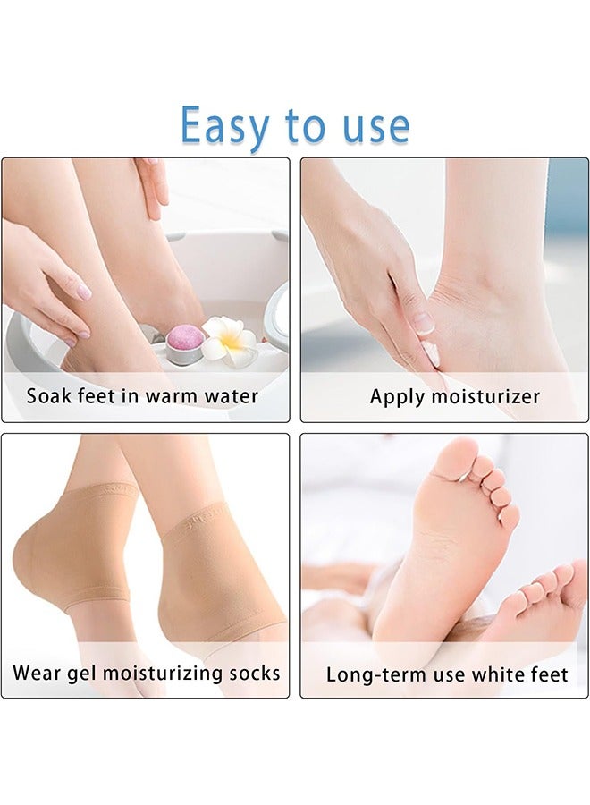 Generic 2 Pairs Heel Moisturizing Socks, Softens and Prevents Cracked Heels, Exfoliating Heel Protectors (Skin Colour) - Image 5
