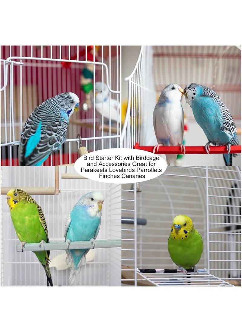 Metal Bird Cage, Suitable for Small and Medium Animals, Feeding Cage - With Separating Net, Transparent Food Container etc. Accessories Birds/Cages (Colour:White, Size: 50 x 35 x 32 cm)