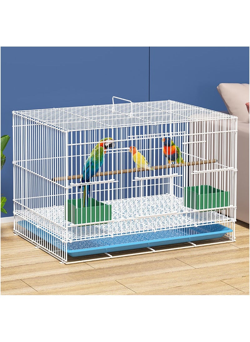 Metal Bird Cage, Suitable for Small and Medium Animals, Feeding Cage - With Separating Net, Transparent Food Container etc. Accessories Birds/Cages (Colour:White, Size: 50 x 35 x 32 cm)