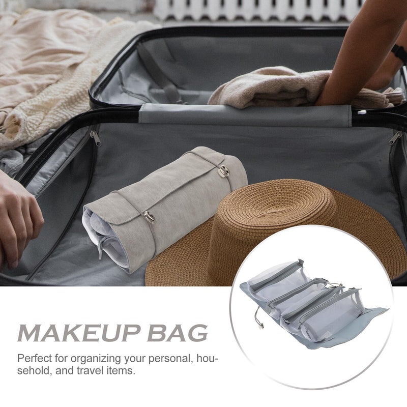 Detachable Hanging Roll Up Makeup Organizer Portable Foldable Toiletry Bag For Travel - Image 5