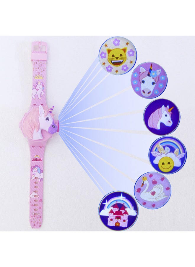 Live Supply Animation Flip Projection Watch Avengers Spider-man Telescopic Digital Watch Kidsren's Toy Gift-Color:8066 Bagged Unicorn  - Image 1