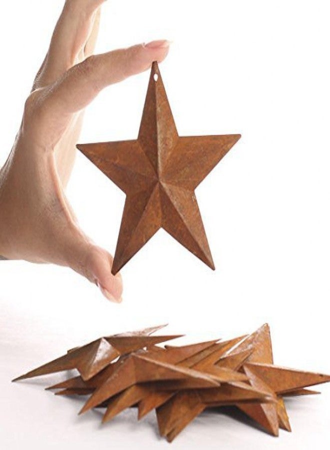 Factory Direct Craft Package of 50 Rusted Tin Dimensional Miniature Barn Stars with Hole and Hollow Backs - Image 2