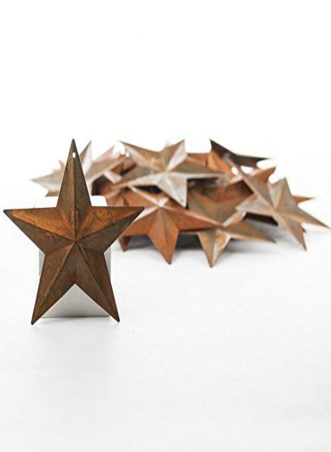 Factory Direct Craft Package of 50 Rusted Tin Dimensional Miniature Barn Stars with Hole and Hollow Backs - Image 1