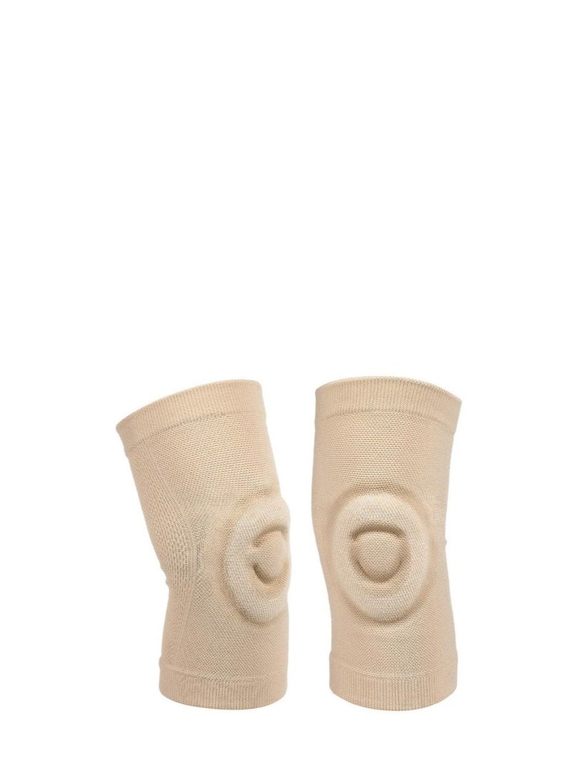 Y&D Gel Knee Pads, 1 Pair Cushion and Support Cap, Figure Skating Pads Cap for Men Women Adults Youth Kids Dancing, Football Basketball Beige - Image 1