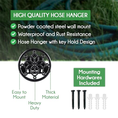 Sharpex DIY Hose Hanger for Garden Pipe - Ornamental Garden Pipe Holder Wall Mounted for Garden, Hotel, Backyard and Outdoor - Heavy Duty Metal Portable Irrigation Hose Pipe Holder Only (Black 7) - Image 2