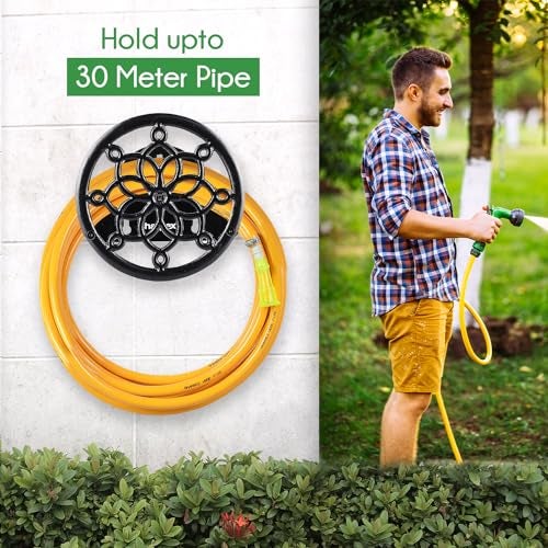 Sharpex DIY Hose Hanger for Garden Pipe - Ornamental Garden Pipe Holder Wall Mounted for Garden, Hotel, Backyard and Outdoor - Heavy Duty Metal Portable Irrigation Hose Pipe Holder Only (Black 7) - Image 3