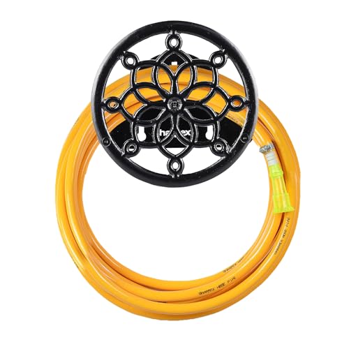 Sharpex DIY Hose Hanger for Garden Pipe - Ornamental Garden Pipe Holder Wall Mounted for Garden, Hotel, Backyard and Outdoor - Heavy Duty Metal Portable Irrigation Hose Pipe Holder Only (Black 7) - Image 1