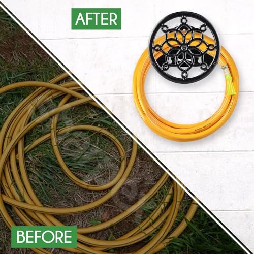 Sharpex DIY Hose Hanger for Garden Pipe - Ornamental Garden Pipe Holder Wall Mounted for Garden, Hotel, Backyard and Outdoor - Heavy Duty Metal Portable Irrigation Hose Pipe Holder Only (Black 7) - Image 4