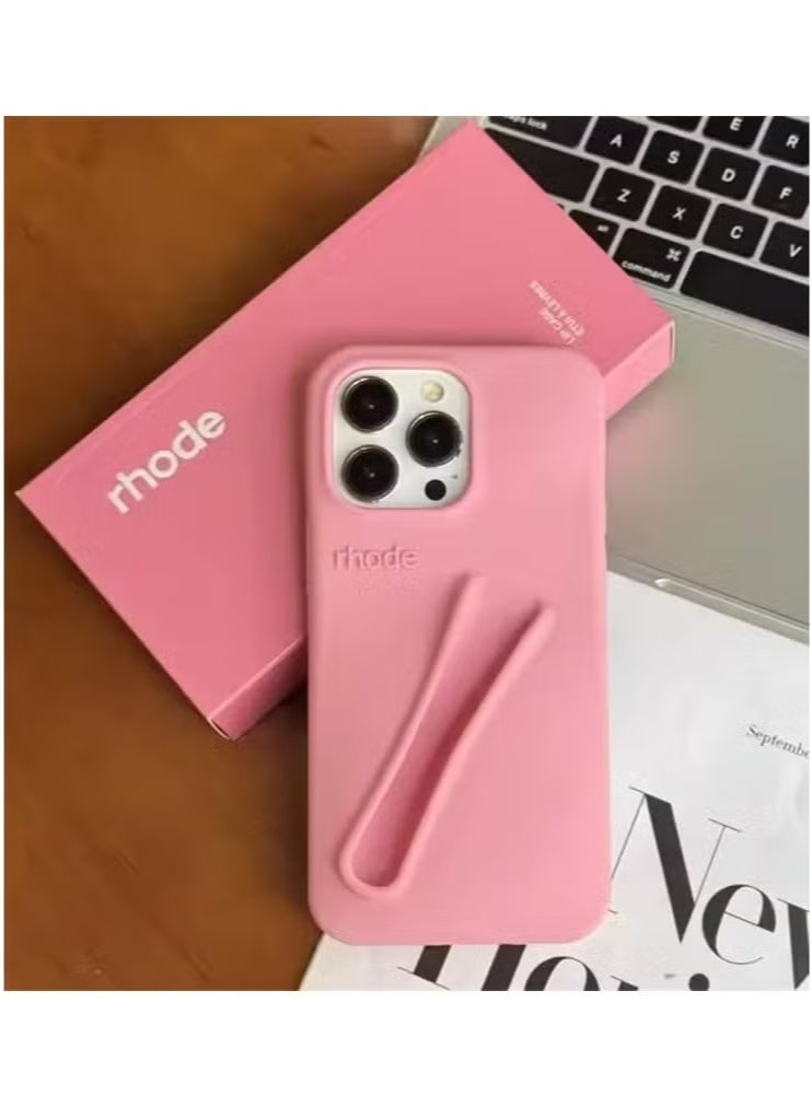 rhode iPhone 16 Pro Max Silicone Case Lip Holder for Cell Phone, Lip Gloss Adhesive Sleeve for Phone, Lip Holder Stick-on Phone Case, Back Stick On Holder for iPhone Phones (Light Pink) - Image 2
