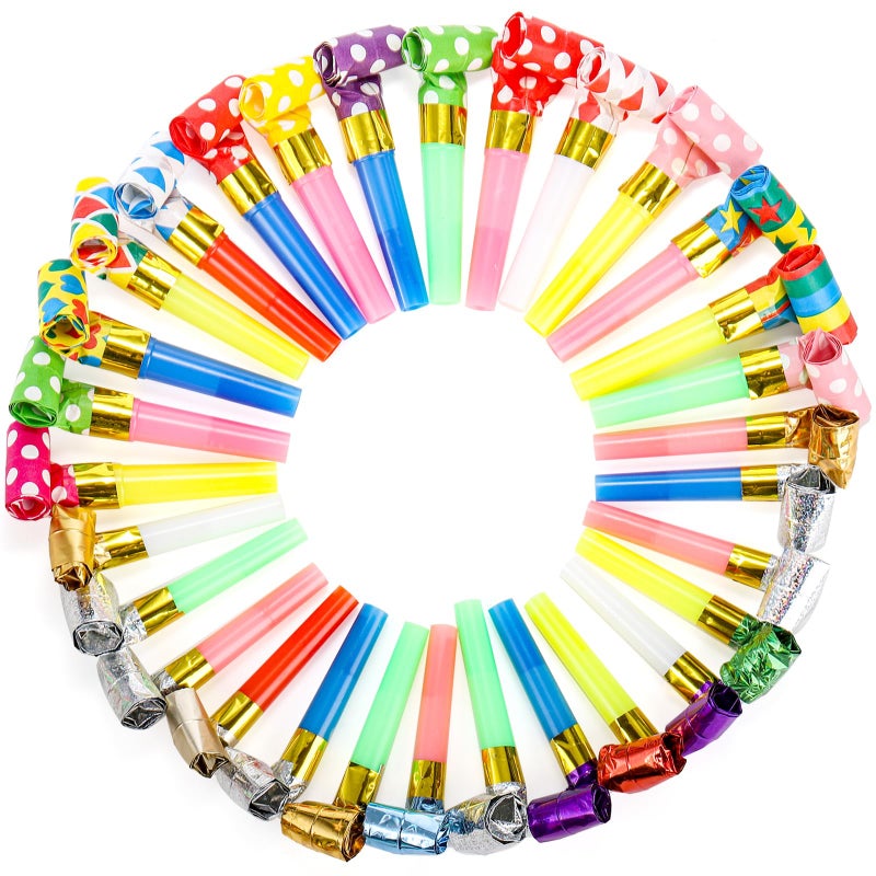 Hedume 200 Pieces Party Blower Noisemakers Blowouts Whistles Colorful Birthday Noisemakers Party Horns Party Whistles New Years Party Noisemakers Blowouts Noisemakers Funny Party Blowouts Blowers - Image 3