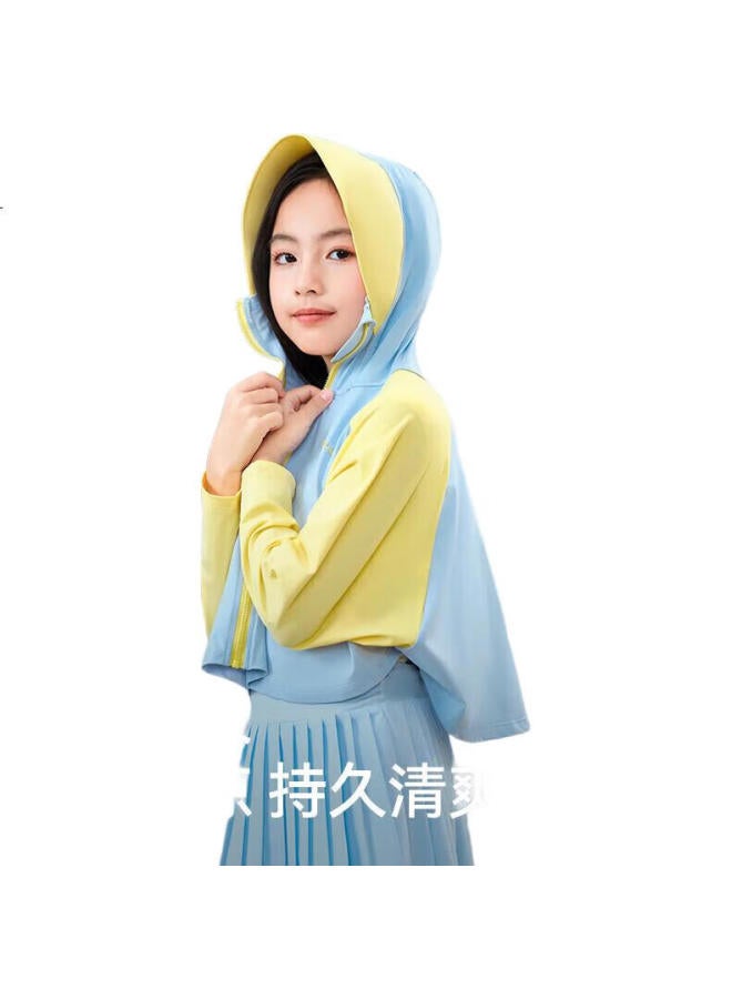 PELLIOT Outdoor Children'S Sun Protection Clothing, Summer Uv-Resistant Sunscreen Garment, Cool And Breathable Cape, 13221245, Gray And White, Size 110 - Image 1