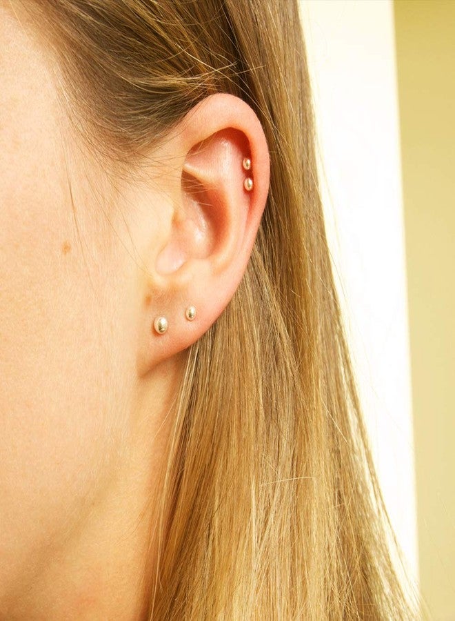 EPIRORA Sterling Silver Stud Earrings for Women- 3 Pairs Tiny Ball Stud Earrings Round CZ Cubic Zirconia Earrings Set Cartilage Small Tragus Earrings (Ball earrings(2mm,3mm,4mm)-Gold) - Image 5