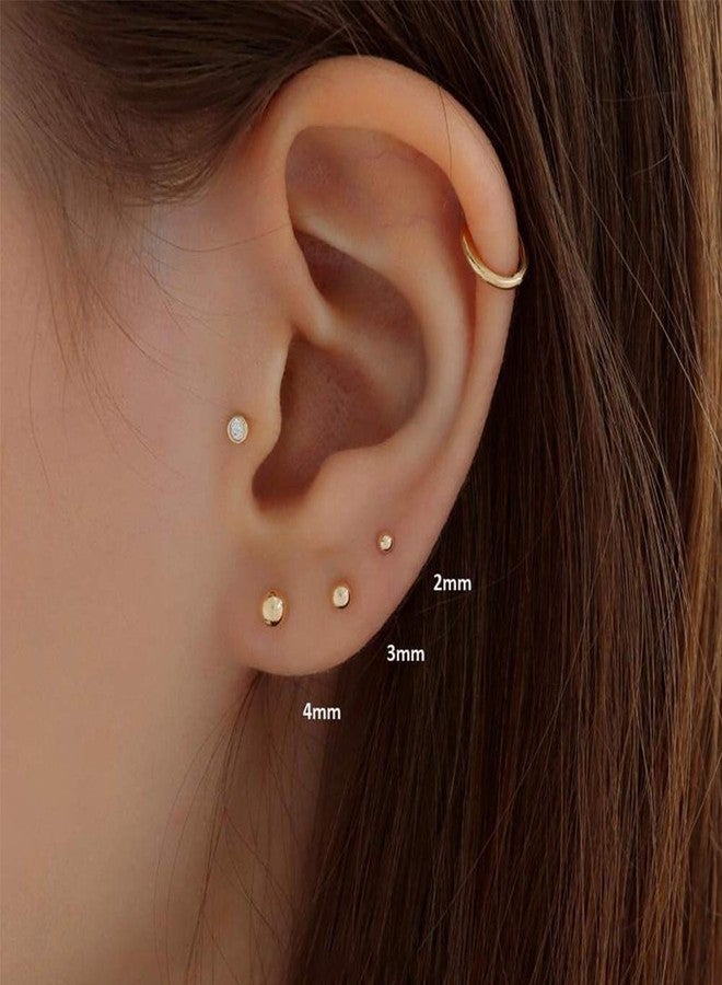 EPIRORA Sterling Silver Stud Earrings for Women- 3 Pairs Tiny Ball Stud Earrings Round CZ Cubic Zirconia Earrings Set Cartilage Small Tragus Earrings (Ball earrings(2mm,3mm,4mm)-Gold) - Image 4