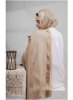 Generic Plain linen muslin scarf with one line pattern, a comfortable and wonderful hijab for women  - Image 1