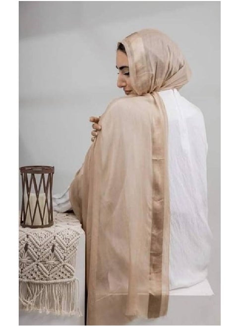 Plain linen muslin scarf with one line pattern, a comfortable and wonderful hijab for women