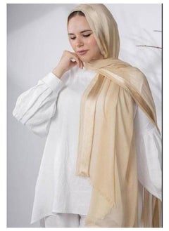 Generic Plain linen muslin scarf with one line pattern, a comfortable and wonderful hijab for women  - Image 2