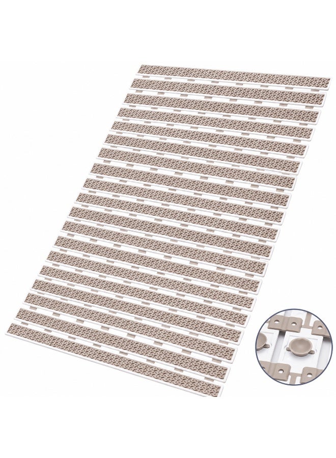 Premium PVC Plastic Anti-Slip Bath Mat, 70x38 cm, Non-Toxic, Quick-Drying, Suction Cups, Shower and Tub Safety (Beige) - Image 1