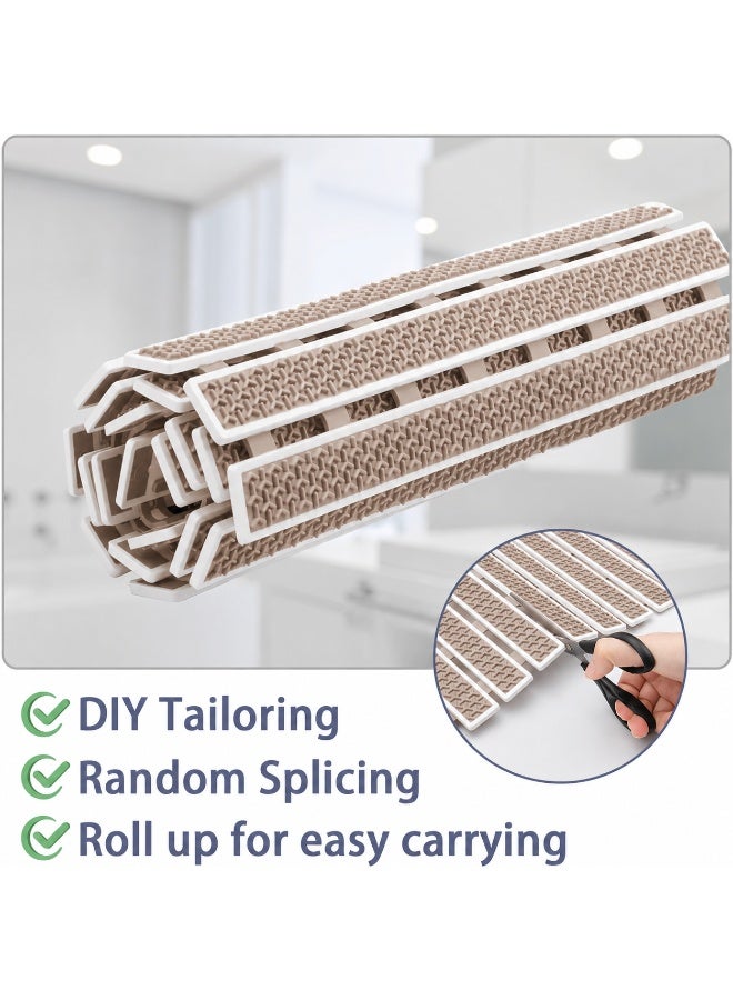 Premium PVC Plastic Anti-Slip Bath Mat, 70x38 cm, Non-Toxic, Quick-Drying, Suction Cups, Shower and Tub Safety (Beige) - Image 3