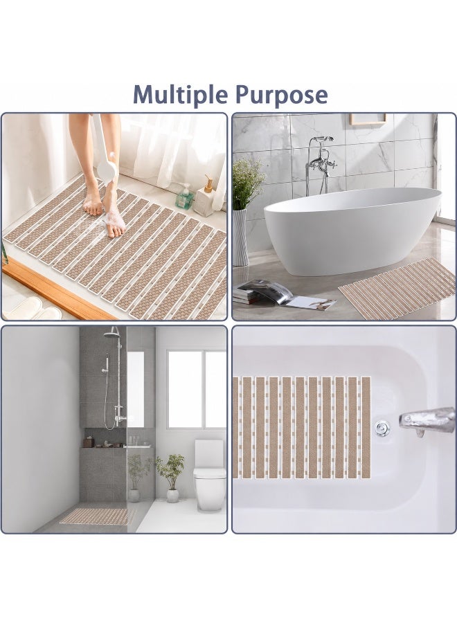 Premium PVC Plastic Anti-Slip Bath Mat, 70x38 cm, Non-Toxic, Quick-Drying, Suction Cups, Shower and Tub Safety (Beige) - Image 4