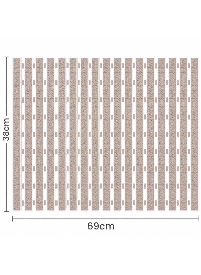 Premium PVC Plastic Anti-Slip Bath Mat, 70x38 cm, Non-Toxic, Quick-Drying, Suction Cups, Shower and Tub Safety (Beige) - Image 5