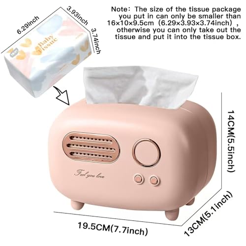 SGVAHY Retro Radio Shape Tissue Cover Box Unique Multifunction Tissue Box for Kitchen Bedroom Office Parlor Bathroom Decoration Creative Gift Retro Radio Pink - Image 3