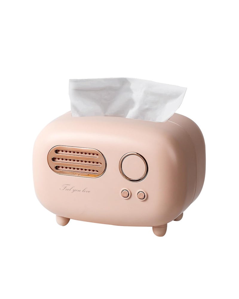 SGVAHY Retro Radio Shape Tissue Cover Box Unique Multifunction Tissue Box for Kitchen Bedroom Office Parlor Bathroom Decoration Creative Gift Retro Radio Pink - Image 2