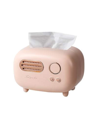 SGVAHY Retro Radio Shape Tissue Cover Box Unique Multifunction Tissue Box for Kitchen Bedroom Office Parlor Bathroom Decoration Creative Gift Retro Radio Pink - Image 1