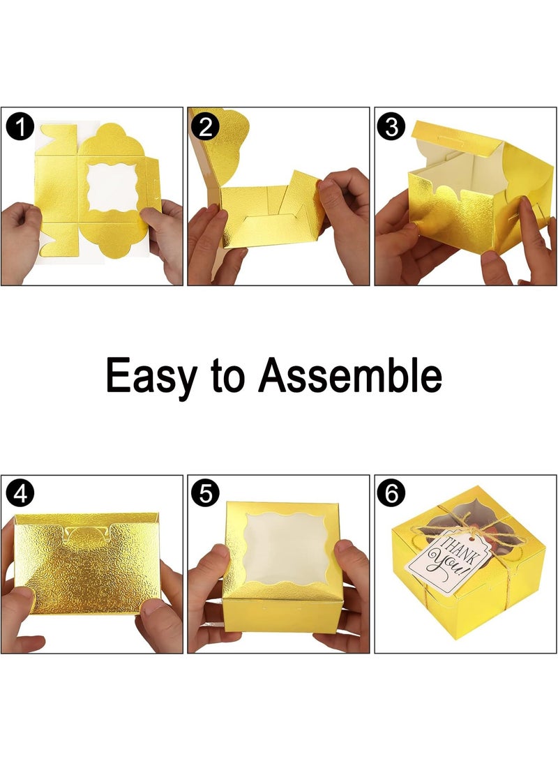 48 Pack Bakery Boxes with Window, Small Pastry Boxes for Candy, Dessert, Pastry, Donuts - Image 3