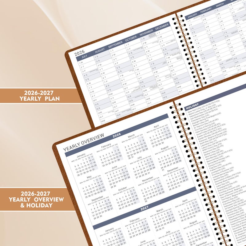 Artfan Appointment Book 2026-2027 - Daily Hourly Planner 2026-2027, July 2026 - June 2027, 8.5" x 11", 26-27 Weekly Appointment Planner with 15-Minute Interval, Flexible Soft Cover, Colorful Tabs - Off-White - Image 5