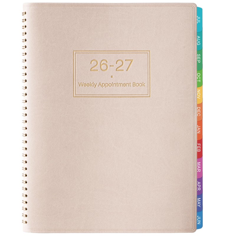 Artfan Appointment Book 2026-2027 - Daily Hourly Planner 2026-2027, July 2026 - June 2027, 8.5" x 11", 26-27 Weekly Appointment Planner with 15-Minute Interval, Flexible Soft Cover, Colorful Tabs - Off-White - Image 1