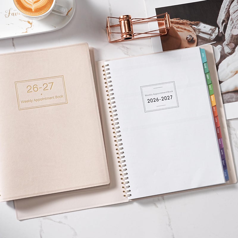 Artfan Appointment Book 2026-2027 - Daily Hourly Planner 2026-2027, July 2026 - June 2027, 8.5" x 11", 26-27 Weekly Appointment Planner with 15-Minute Interval, Flexible Soft Cover, Colorful Tabs - Off-White - Image 2