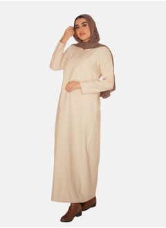 Generic Basic Beige Maxi Dress for Women – Long Sleeve Modest Wear – Everyday Comfort & Elegance  - Image 2