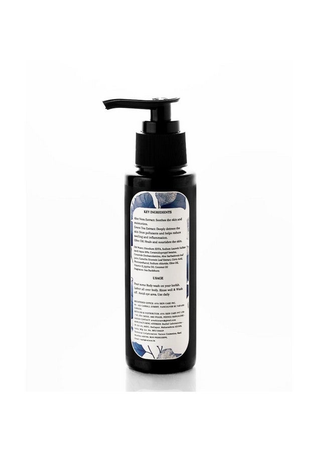 Laval Hustle natural detoxifying aloe vera body wash 100 ml, 100% natural ingredients, liquid shower gel with olive oil and green tea for glowing skin. - Image 2