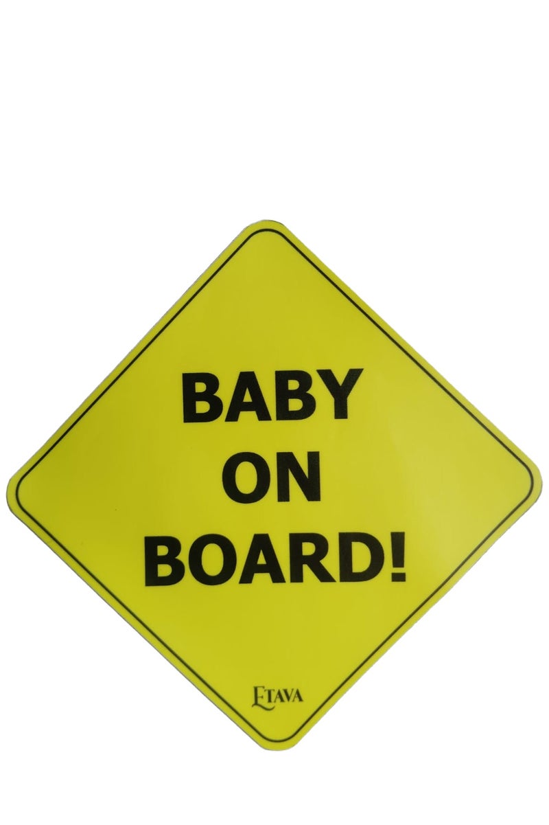 ETAVA Baby on Board Car Sign Sticker (12x12 cm) | Reflective Vinyl Safety Decal | Waterproof & Durable | Easy to Apply & Remove | Window Warning Sign for Cars & SUVs - Image 1