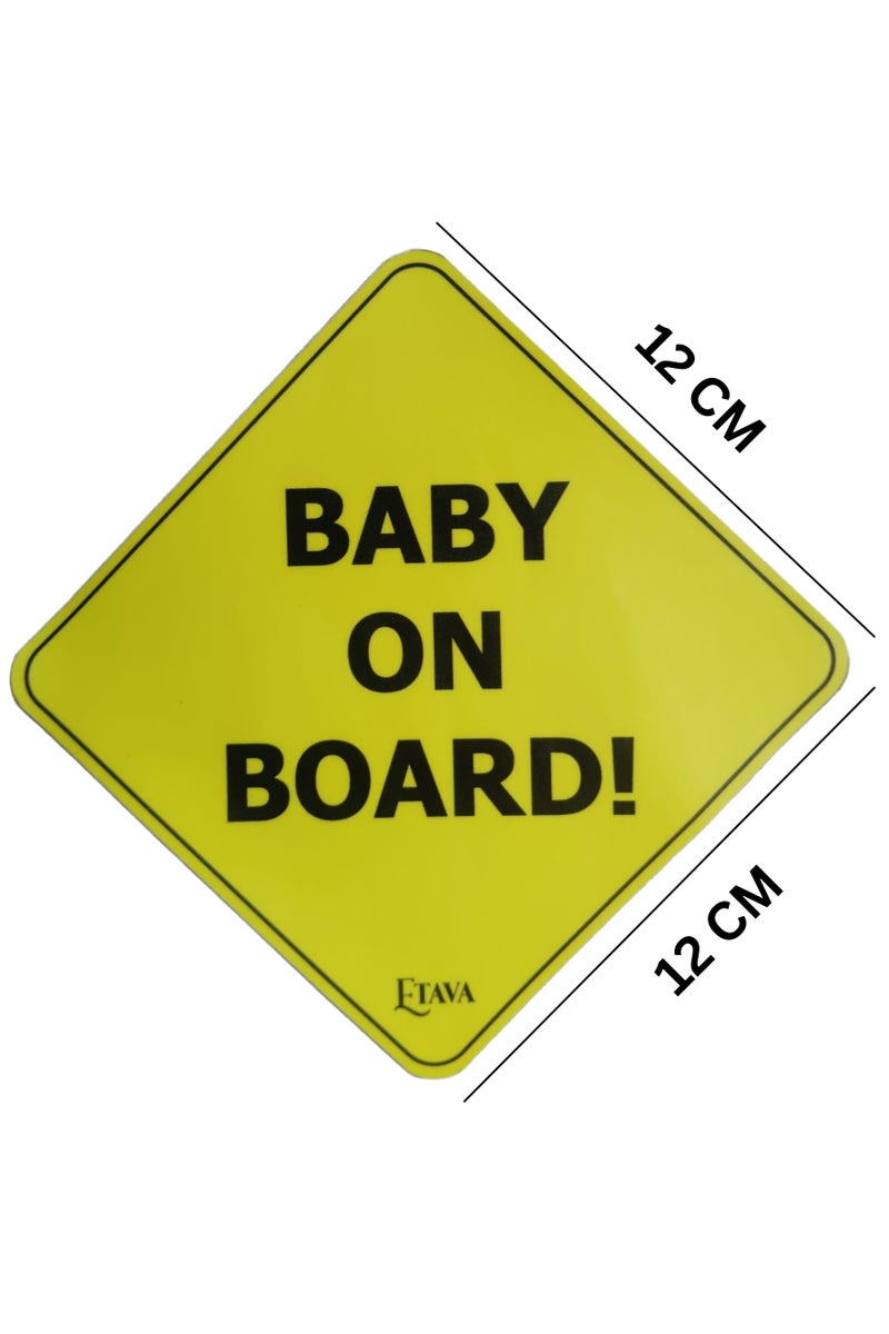 ETAVA Baby on Board Car Sign Sticker (12x12 cm) | Reflective Vinyl Safety Decal | Waterproof & Durable | Easy to Apply & Remove | Window Warning Sign for Cars & SUVs - Image 2