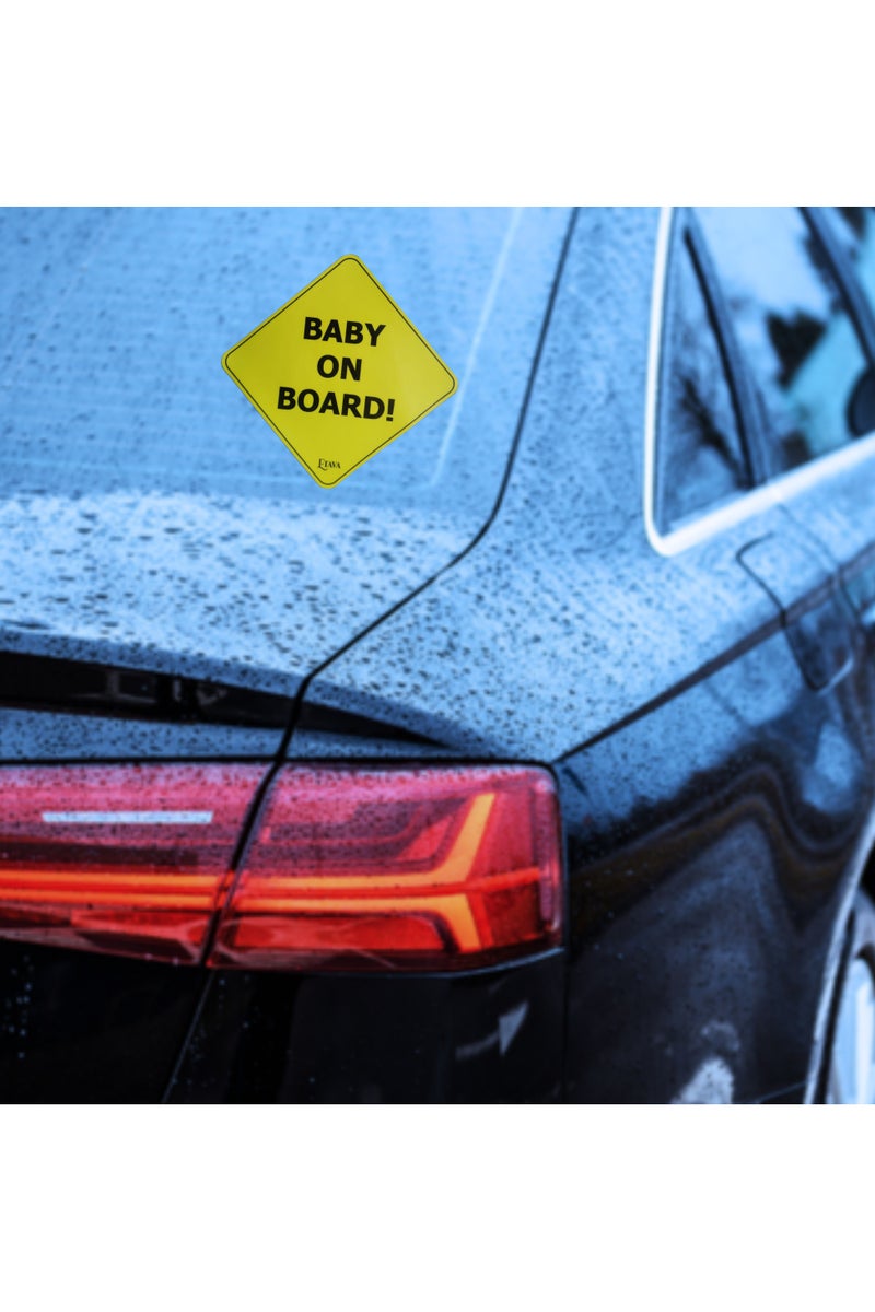 ETAVA Baby on Board Car Sign Sticker (12x12 cm) | Reflective Vinyl Safety Decal | Waterproof & Durable | Easy to Apply & Remove | Window Warning Sign for Cars & SUVs - Image 4
